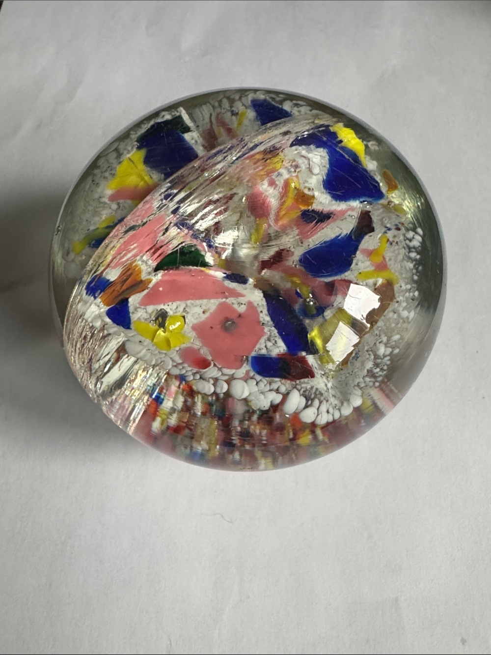 Vintage Murano Style Scrambled Millefiori Glass Paperweight 1.72 lbs unbranded